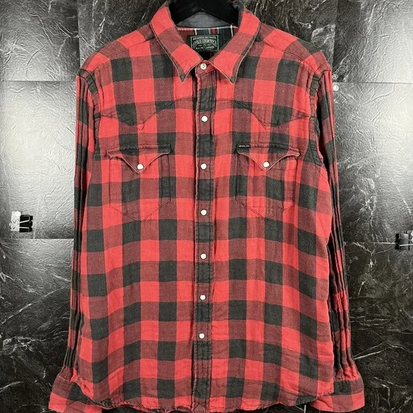 Polo Ralph Lauren Men's Red Country Flannel Buffalo Shirt Large