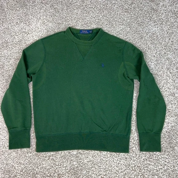 Polo Ralph Lauren Sweatshirt Mens Medium Green Crewneck Fleece Pony Logo Sweater