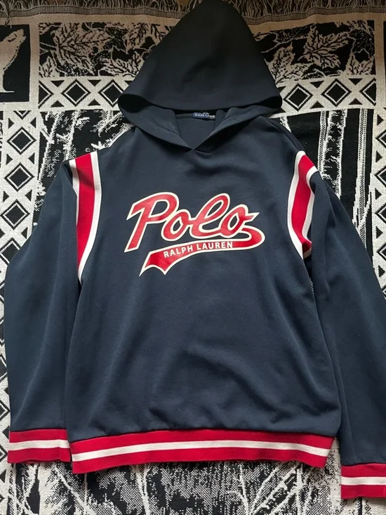 Polo by Ralph Lauren Navy Crewneck with Red & White Script Logo