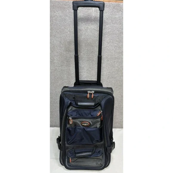 Eddie Bauer Rolling Hard Bottom Duffel Bag Suitcase Carry On Blue Olive 21