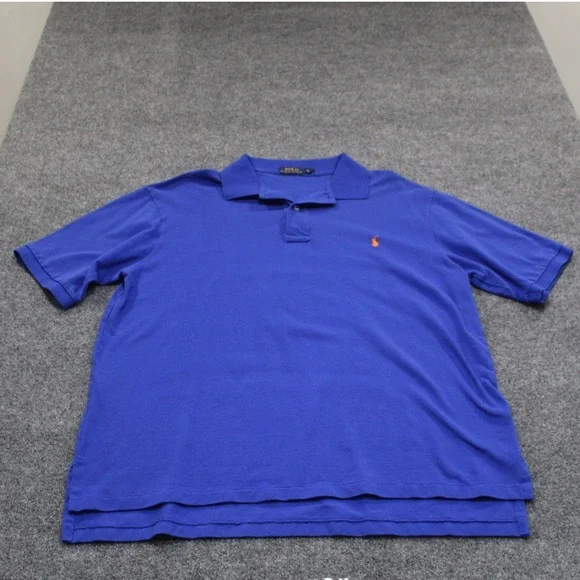 Polo Ralph Lauren Men's Blue Tall XLT‎ Classic Fit Short Sleeve Polo Orange Pony