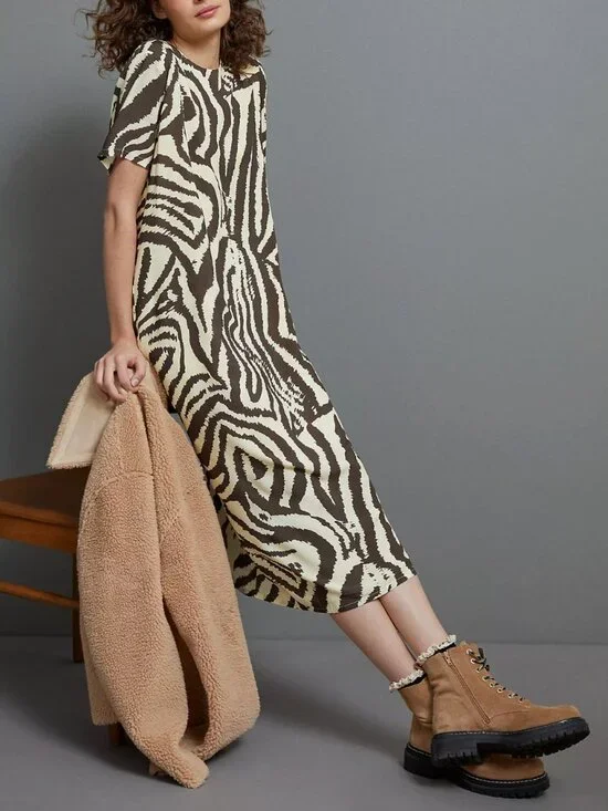 COREY LYNN CALTER‎ x ANTHROPOLOGIE Zebra Maxi Tee Midi Shirt Dress