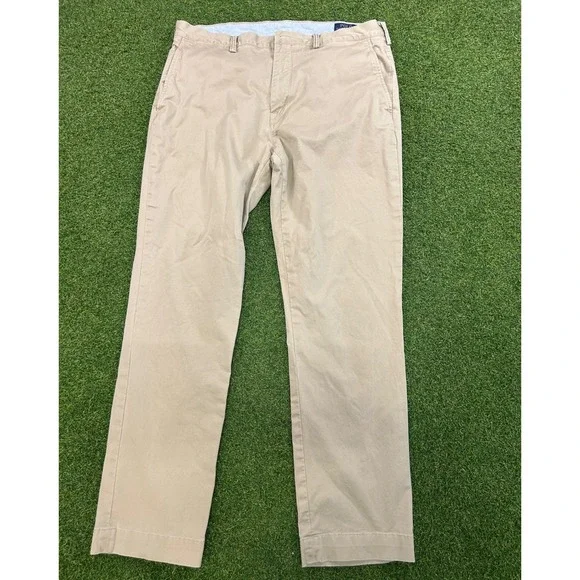 Polo Ralph Lauren Mens 36x32 Stretch Straight Fit Chino Pants Tan Khaki Cotton