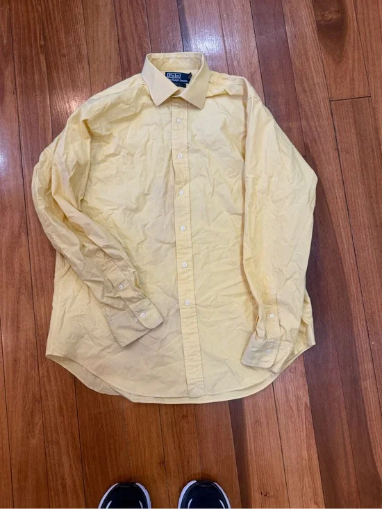 Polo Ralph Lauren Regent Classic Fit Dress Shirt Yellow Gingham Check 16.5 34/35