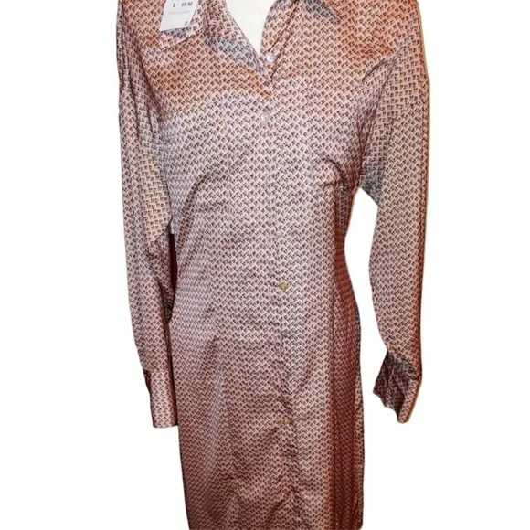 NWT Zara Polyester Floral Button Shirt Maxi Dress S