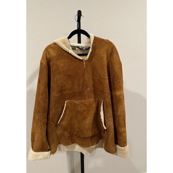 Polo Sport Ralph Lauren Alpine Shearling Anorak M Sheepskin Sherpa 1990s VTG RRL