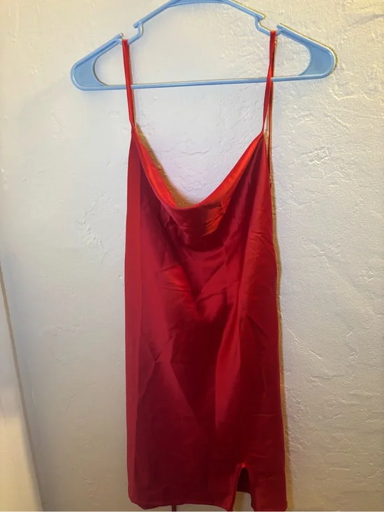 Red Satin Slip Dress - Women's Intimates