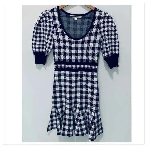Jonathan Simkhai Gingham Knit Mini Dress Blue White Size Small