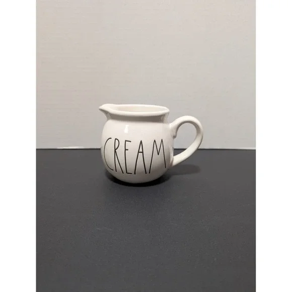 Rae Dunn Cream Glossy White Ceramic Round Pitcher Ivory Farmhouse‎ Coffee Bar