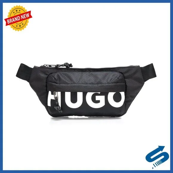 Small Crossbody Belt Bag with Logo, Zipper Closure, 2 Pockets