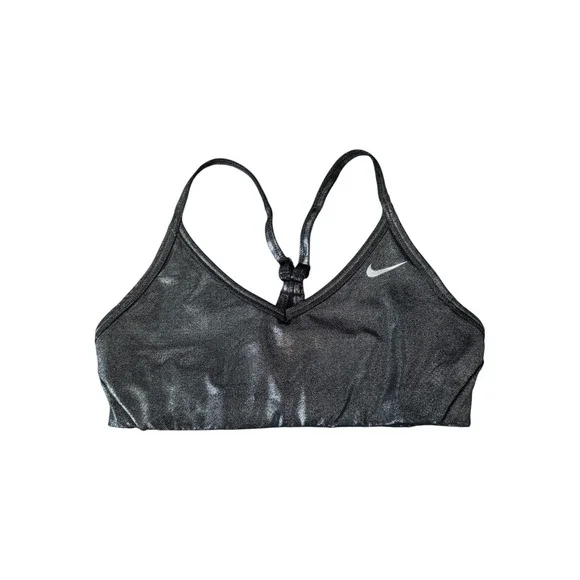Nike Indy Icon Clash Metallic Sports Bra Black Silver‎ H0200408LMB Womens Medium