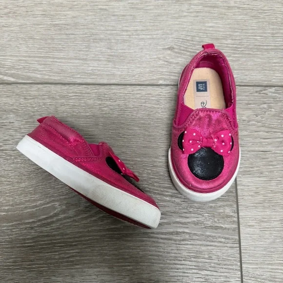 BABY GAP DISNEY MINNIE MOUSE SLIP ON SNEAKER METALLIC PINK 6 TODDLER