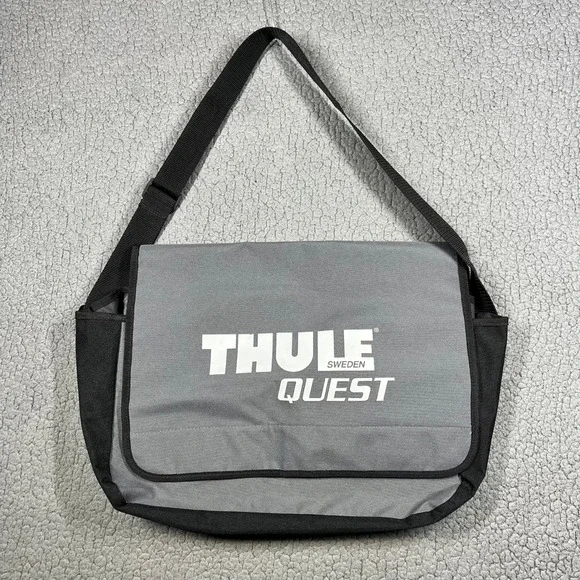 Thule Sweden Quest Messenger Bag Grey‎ Black Canvas Crossbody Laptop Travel Case