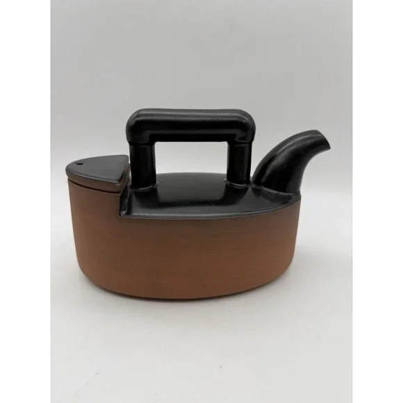 Vintage 1994 Paul Eshelman Modernist Studio Art Pottery Brown & Black Teapot