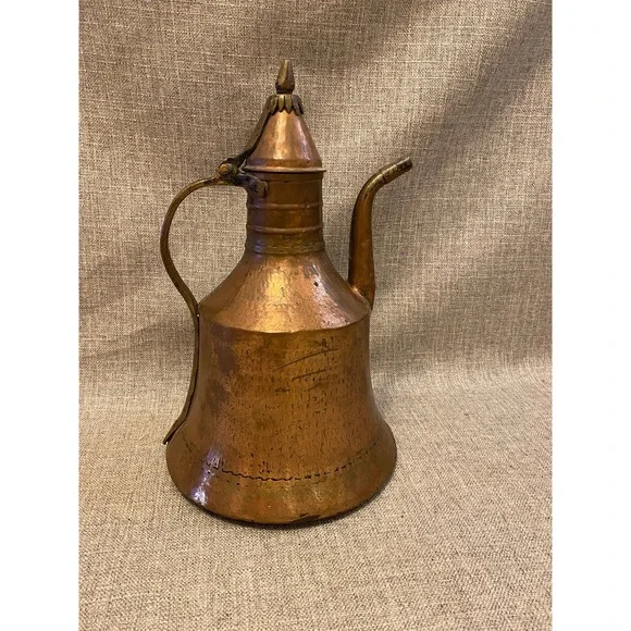 Antique Copper Brass Turkish Kettle Middle Eastern Coffee‎ Pot, 15