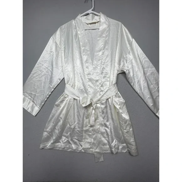 Victoria's Secret Robe Satin White Womens S/M
