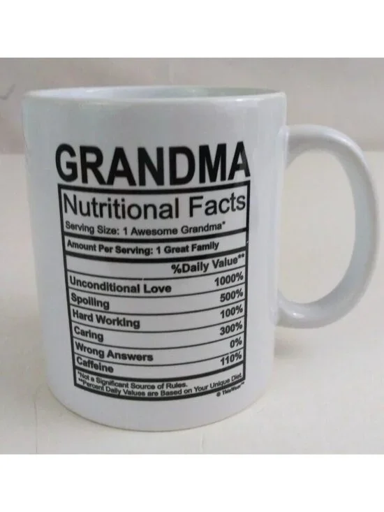 ThisWear Grandma Nutritional Facts White & Black 3.75