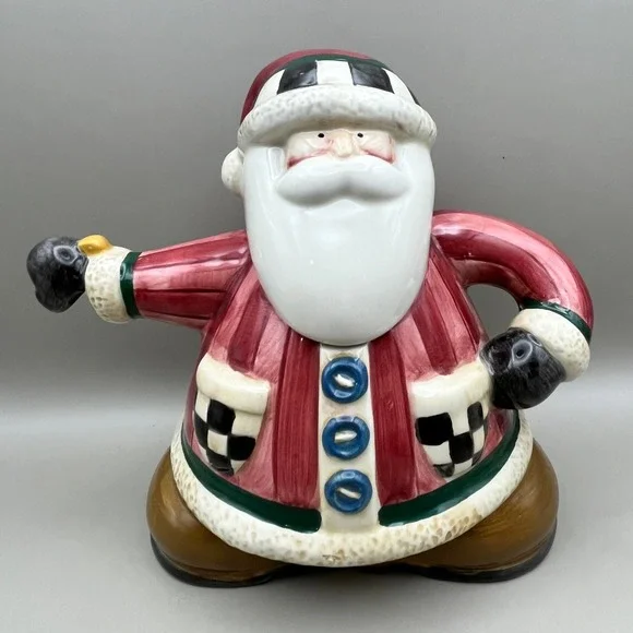 Debbie Mumm Sakura Santa Claus‎ Teapot Ceramic Christmas Holiday Decor 6.5