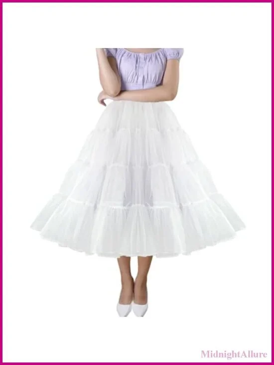 4 Tier Tea Length Puffy Tulle Petticoat Half Slip for Party Dresses