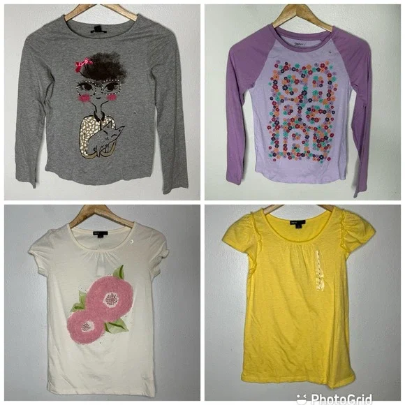 New‎ Gap Kids Bundle Of 4 Cotton T-Shirt Long And Short Sleeve Girls Large 10