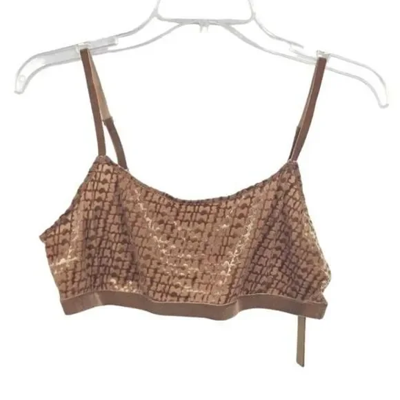 SKIMS FLOCKED‎ LOGO BRALETTE NWT