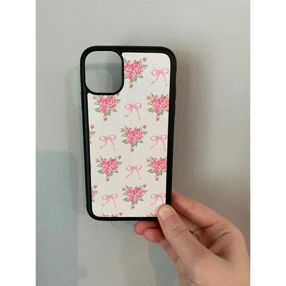 iPhone Case Womens iPhone‎ 11 White Pink Floral Rose Bow Coquette Aesthetic