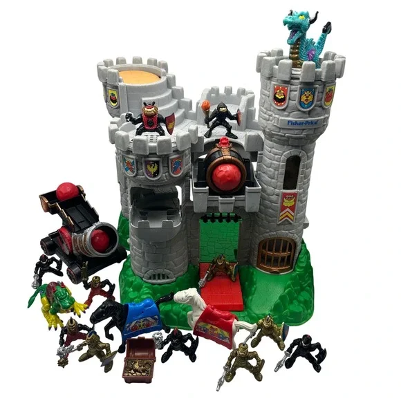 Fisher-Price Great Adventures Castle Playset Knights, 2 Dragons, Catapult + MORE