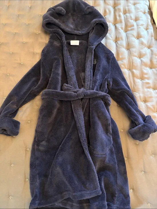 Gap Kids Plush Hooded Robe - Navy