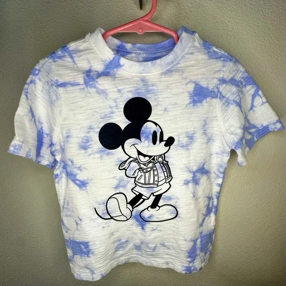 Baby Gap S/S Blue White Tie-Dye Mickey Mouse Graphic Tee T-Shirt Sz 5 years NWOT