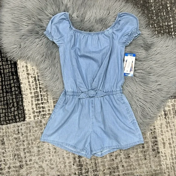 GAP Girl's Soft Short Puff Sleeve One Piece Shorts‎ Romper Size 10/12 NWT