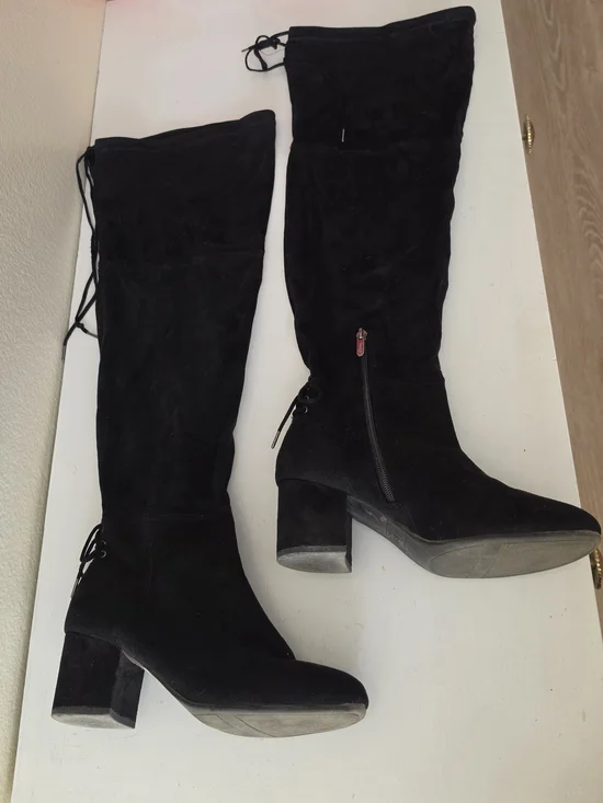Circus by Sam Edelman Black Faux Suede Over-the-Knee Block Heel Boots
