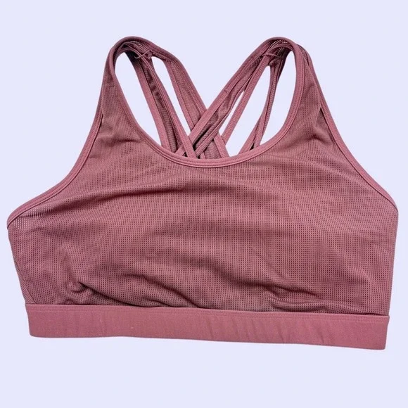 Fabletics Sports Bra Medium Mauve‎ Criss Cross Back Activewear Workout Gym Yoga