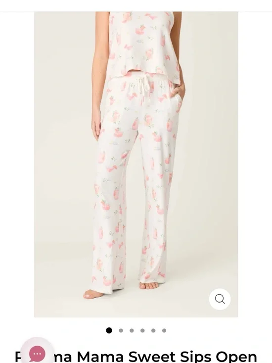 PJ Salvage White Pajama Pants with Pink Beverage Print