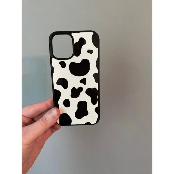 Phone Case‎ iPhone 12 Mini Unisex Black White Cow Print Spotted Animal Pattern