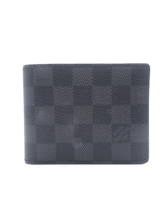Louis Vuitton Portefeuille Slender Damier Graphite Bifold Wallet Canvas Gray