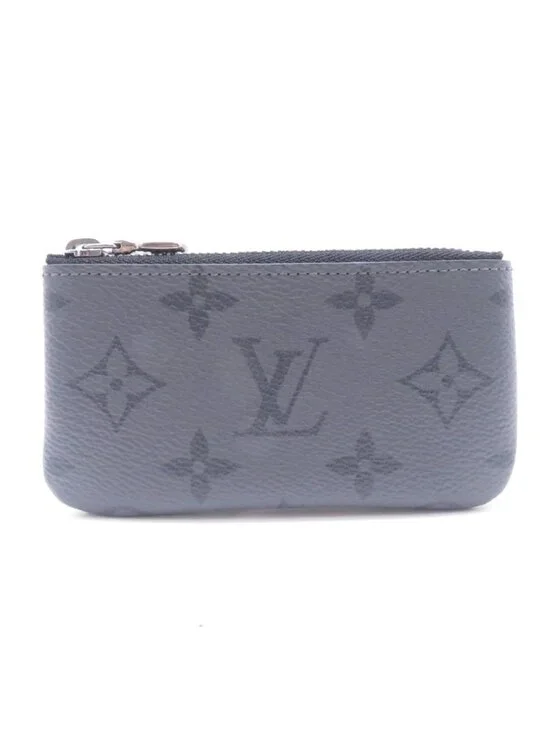 Louis Vuitton Pochette Cles Monogram Eclipse Reverse Coin Purse Gray