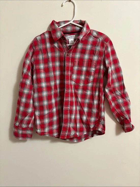 Carter's Red and White Plaid Button-Down Shirt for Kids