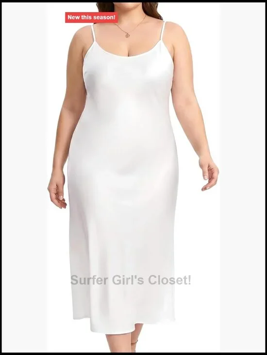 Plus Size Full Slip Dress Adjustable Straps 95% Polyester 5% Spandex