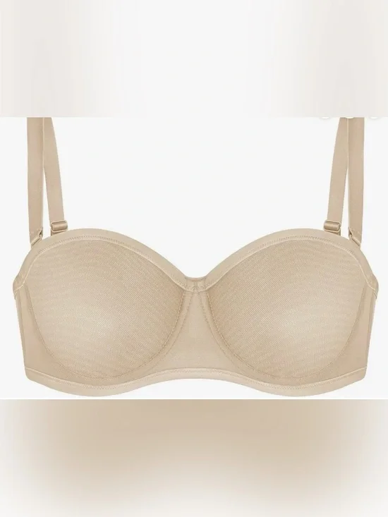 HSIA Multi-way Unlined Mesh Minimizer Secure Lifted Strapless Bra Nude 34DD NWT