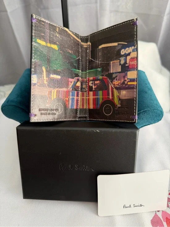 Paul Smith x Harrods Leather Wallet NWT Mini Cooper Las Vegas Striped Bifold