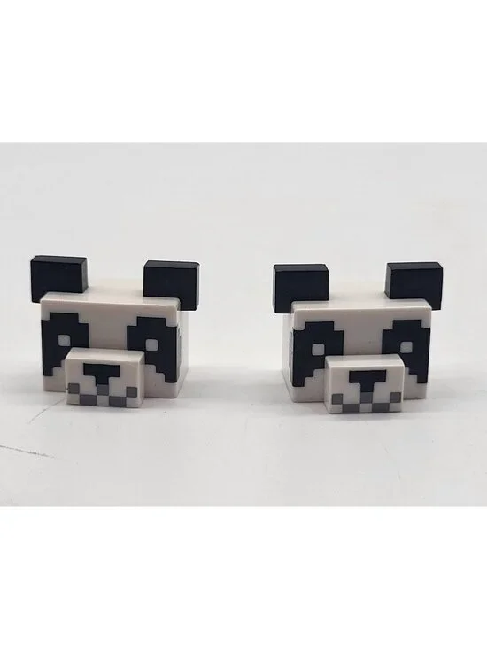 Lego Minecraft Panda Bear Animal Figure Head Only-Lot of 2 Pixelated 66219pb01