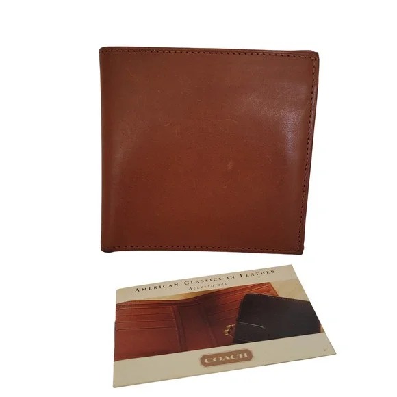 Coach Vintage Bifold Wallet British Tan Leather Snap Coin Pocket Mens Accessory