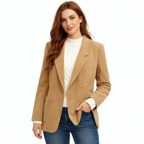 ULTRASUEDE Women 14 Tan Suede Count Romi Ltd. Blazer Jacket Vintage