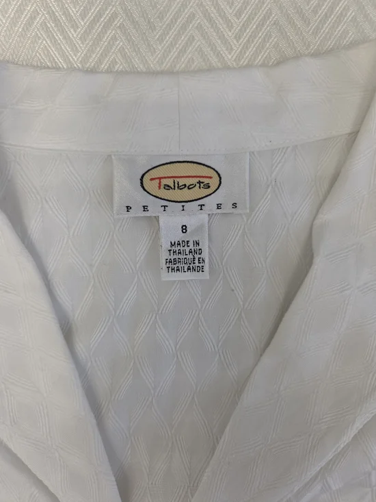 Talbots Petite White Textured Jacket - Size 8