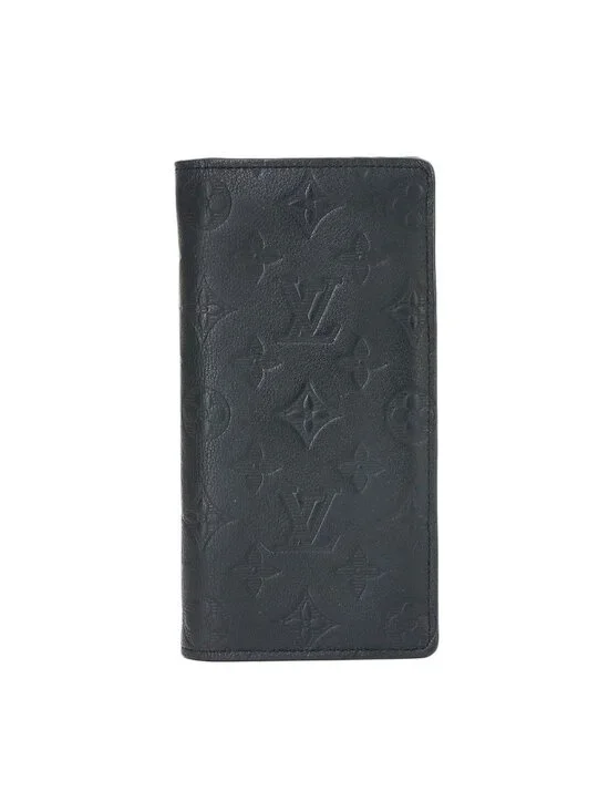 Louis Vuitton Monogram Shadow Portefeuille Brazza Bifold Wallet Leather Black