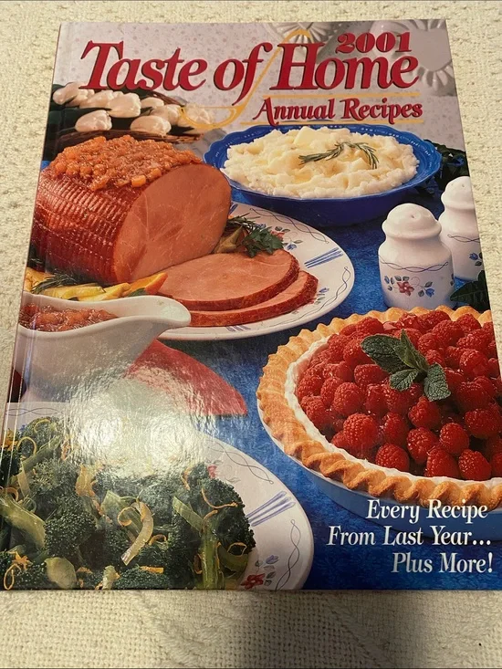 Taste of Home Cookbook with Blue and Red Cover Artwork