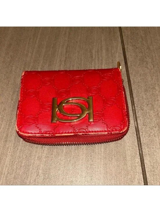 BEBE Red Leather Women’s Wallet with Gold Logo