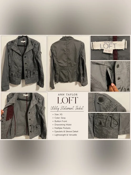 LOFT Green Khaki Utility Jacket. XS