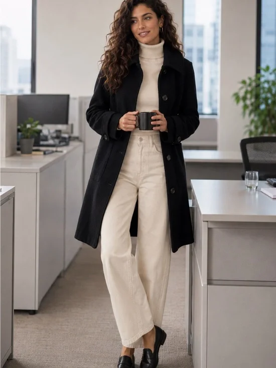 J. CREW LADY COAT in ITALIAN BOILED WOOL Black SIZE 6 ~ Pristine