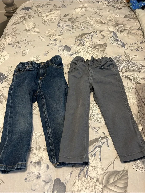 Kids Denim and Gray Pants Set - Blue and Gray- carters and wrangler 24 m & 2T